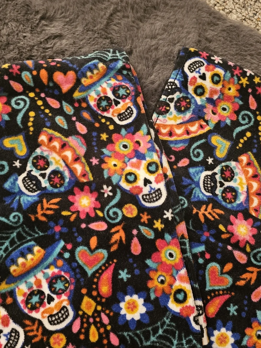 Cynthia Rowley Black Kids Bib with Colorful Sugar Skull & Floral Print